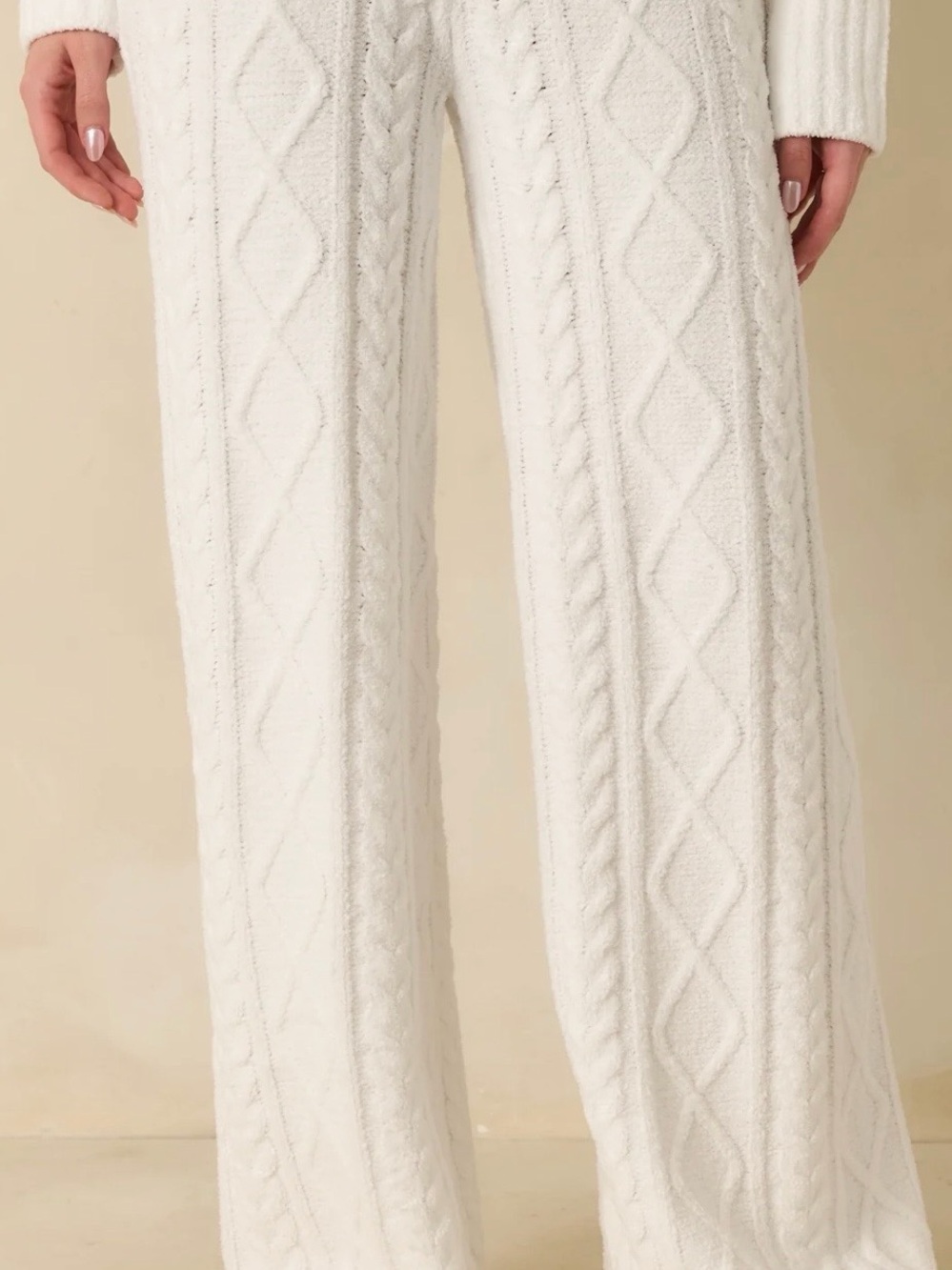 Z Supply Cozy Cable Knit Wide-Leg Pants - ivory - Picture 2 of 5